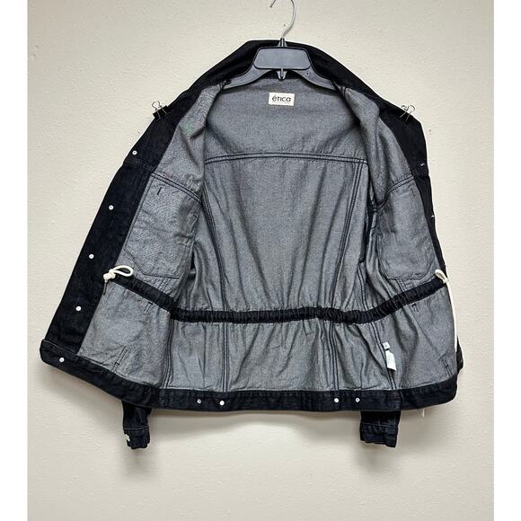 Ética Phoenix Cinched Waist Trucker Jacket – Black Denim Women Size S - Picture 5 of 5